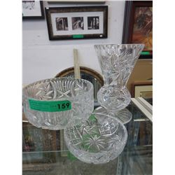 Pinwheel crystal bowls & vase