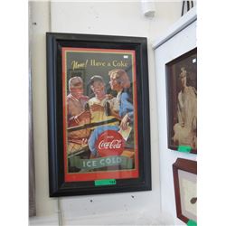 Framed Coca Cola advertising