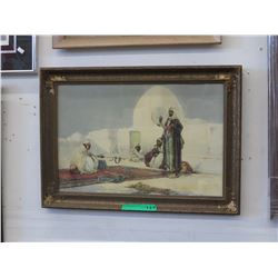 Vintage framed Hardy print of snake charmers