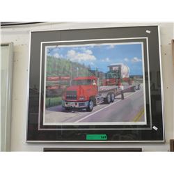 Signed Lance Lowther print of a Mac truck