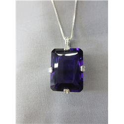 20.74 CT Amethyst Pendant & chain