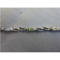 Multi-Gem & Diamond Tennis Bracelet