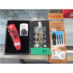 New Throwing knives, folding knives & lighters