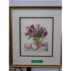 Framed Petit Point picture - still life