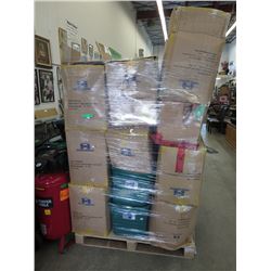 Skid of unsorted storage locker goods