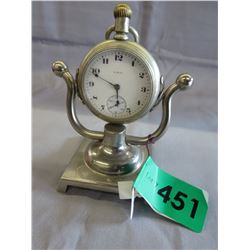 Elgin railway pocket watch on stand