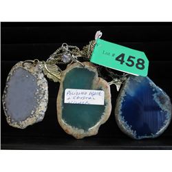 Polished agate slice pendants