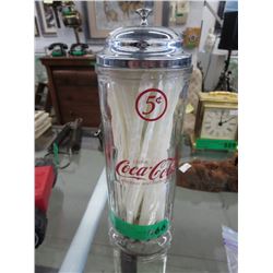 Glass Coca-Cola straw dispenser