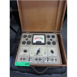 Vintage tube tester in wooden box