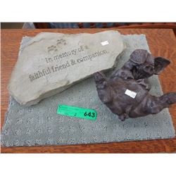 Concrete laughing pig & pet memorial stone