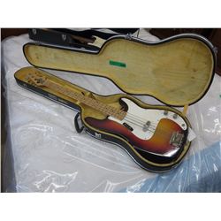 National Electric bass guitar in fitted case.