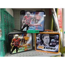 3 BC Lions lunch boxes