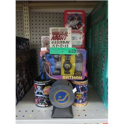 Hockey memorabilia & Batman watch set.