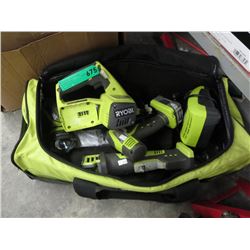 Ryobi cordless tools in bag