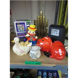 Brass change sorter, toys & banks