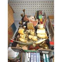 Box of collectibles & brass items