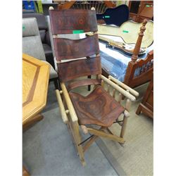 Foldable wood & leather rocking chair