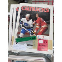 3x 1978 Canucks Programs w/ 2 Game Tickets