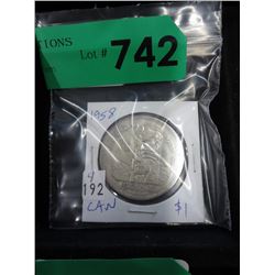 1958 Canadian Silver Totem dollar