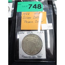 1922 USA Silver Peace Dollar