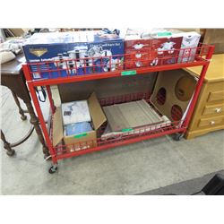 Red rolling wire cart