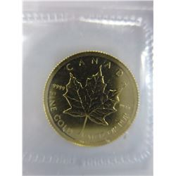 .9999 Solid gold Maple Leaf coin, 1/20 oz.