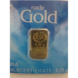 1/4 Gram .999 Gold Turkish Mint Investor bar