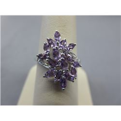 Purple Amethyst  cluster ring - Marquis cut