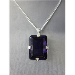 20+ CT  Purple Amethyst Pendant Set - Emerald Cut