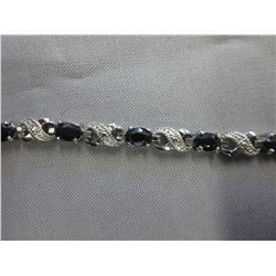 Blue Sapphire & Diamond tennis bracelet