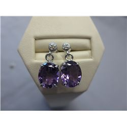 New  6 CTW Amethyst Earrings set w/4 Diamonds