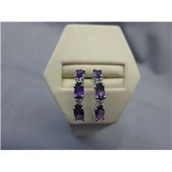 Brand new Amethyst earrings set w/4 diamonds