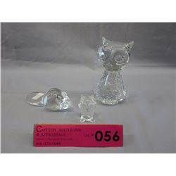 3 Crystal Owl & Beaver figurines