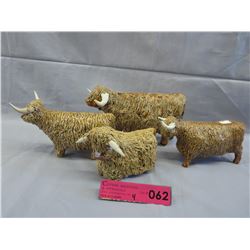 4 Signed Scottish "Spaghetti" highland cattle