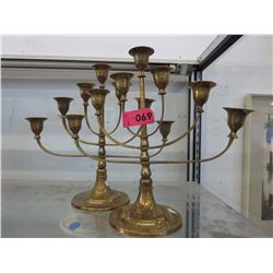 2 Vintage Brass Menorah's