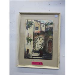 Framed Watercolour signed T. Sancho