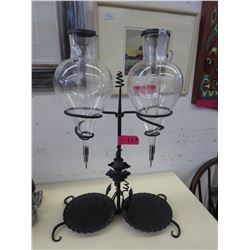 Double wine dispenser w/ etched glass