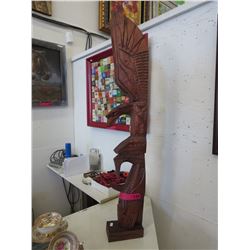Signed Chris John Carved Cedar Totem