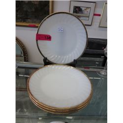 4 Vintage Fire King  plates with gold rim