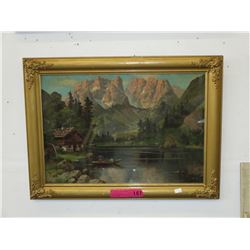 Vintage framed print of the Alps
