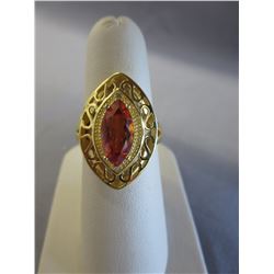 Marquis cut Orange Quartz & Diamond Ring
