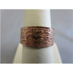 First Nations motif Copper Adjustable Ring