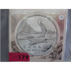 2015 Beaver Design Canada $50.00 Silver Coin
