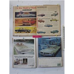 3 Vintage Magazine car advertising signs