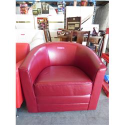 NEW - Red Leather Tub Chair