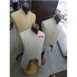 3 Floor standing torso mannequins - used