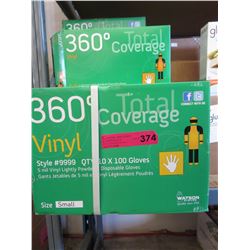 Case of new vinyl gloves, size small