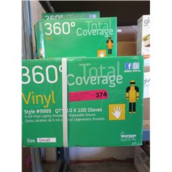 Case of new vinyl gloves, size small