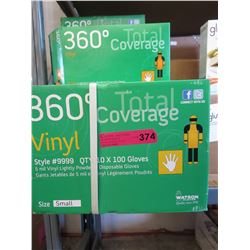 Case of new vinyl gloves, size small