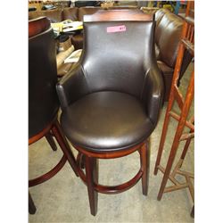 NEW-Swivel leather pub stool, solid back